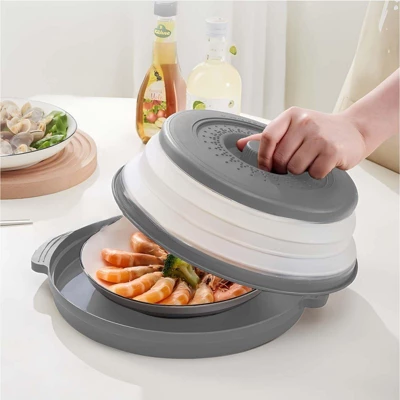 Itopfox Microwave Splatter Cover With Anti-scald Base Plate, Large Plastic & Silicone Vented Collapsible Guard Lid, Plate Holder & Kitchen Colander 9 Itopfox Microwave Splatter Cover With Anti-scald Base Plate, Large Plastic & Silicone Vented Collapsible Guard Lid, Plate Holder & Kitchen Colander - Image 7