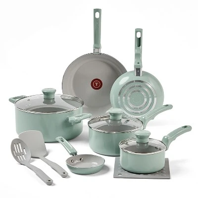 T-fal 12pc Ceramic Nonstick Cookware Set, Refresh Ceramic, Mint Green 10 T-fal 12pc Ceramic Nonstick Cookware Set, Refresh Ceramic, Mint Green - Image 8