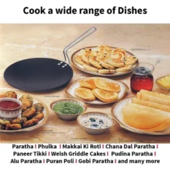 Hawkins Futura 10" Non Stick Concave Tava Griddle With Steel Handle: Anodized Aluminum, Gas Compatible, Hand Wash -Cookware Store GUEST 671e665e 53d8 4ca1 900f b96ad3eecfd2