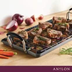 Anolon Advanced Home 10"x18" Double Burner Griddle Onyx: Nonstick, Hard Anodized, Silicone & Stainless Steel Handle -Cookware Store GUEST 68cabd33 0e08 4d2e 83e1 a229402b778e