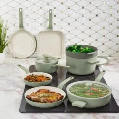 BergHOFF Balance Non-stick Silicone Collapsible Steamer Basket & Strainer 10", Recycled Material, Sage -Cookware Store GUEST 69f6ffb1 f635 4322 8c4f 42e5fa2a6f00 1