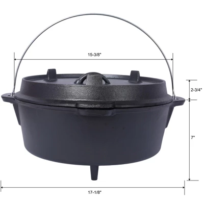 DSVIMOY Dutch Ovens, Grill Cookware With Skillet Lid For Camping Fireplace Cooking Baking Campfire, Leg Base, Black, 15.4"*15.4"*9.7" 4 DSVIMOY Dutch Ovens, Grill Cookware With Skillet Lid For Camping Fireplace Cooking Baking Campfire, Leg Base, Black, 15.4"*15.4"*9.7" - Image 2