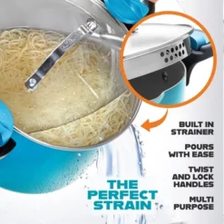 Gotham Steel Aqua Blue 5 QT Multi Purpose Pasta Pot With Twist And Lock Handles -Cookware Store GUEST 6ab6aae7 68be 40e0 8a25 dbfb1573075a