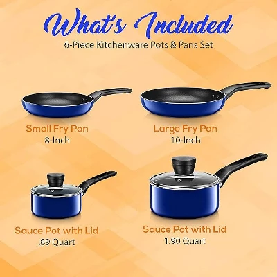 SereneLife 6-Piece Home Kitchen Cookware Set - Non-Stick, Heat-Resistant 3 SereneLife 6-Piece Home Kitchen Cookware Set - Non-Stick, Heat-Resistant