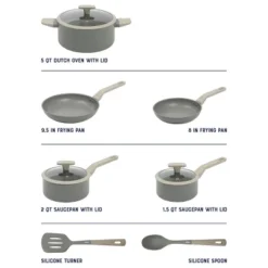 Oster® Oster Ambrose 10 Piece Forged Aluminum Ceramic Nonstick Cookware Set In Grey