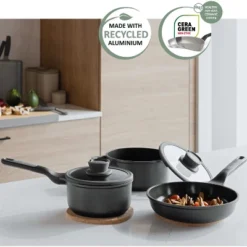 BergHOFF Leo Stone+ Nonstick Ceramic Cookware Set With Glass Lid, Recycled Cast Aluminum -Cookware Store GUEST 6e045c5f dd78 4e73 bd06 bcbc4dbb3466 1
