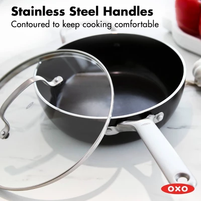OXO Agility Series 3 Qt" Ceramic Nonstick Aluminum Chef's Pan With Lid And Helper Handle Black: Dishwasher-Safe, Induction Compatible 5 OXO Agility Series 3 Qt" Ceramic Nonstick Aluminum Chef's Pan With Lid And Helper Handle Black: Dishwasher-Safe, Induction Compatible - Image 3