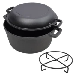 DSVIMOY 2-In-1 Dutch Oven With Dual Handles, 5 Quart Outdoor Camping Deep Pot With Pot Rack For Camping Fireplace Cooking, Black, 12.5"*10.2"*6.2" -Cookware Store GUEST 7021ef1f 179e 48f7 9b07 0f920eb5228b