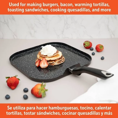 IMUSA 11" Ceramic Bistro Square Griddle Black: Pancake & Tortilla Stovetop Griddle, Aluminum, Hand Wash 7 IMUSA 11" Ceramic Bistro Square Griddle Black: Pancake & Tortilla Stovetop Griddle, Aluminum, Hand Wash - Image 5