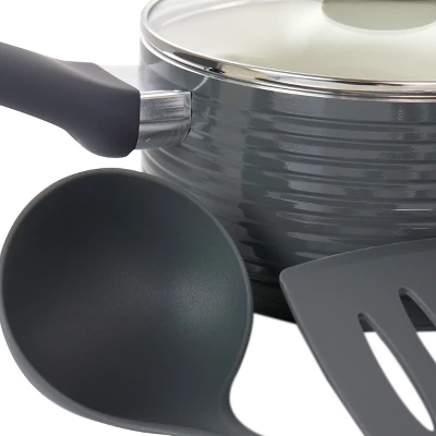Oster® Oster Ridge Valley 8 Piece Aluminum Nonstick Cookware Set In Grey 8 Oster® Oster Ridge Valley 8 Piece Aluminum Nonstick Cookware Set In Grey - Image 6