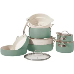 Bloomhouse 12 Piece Aluminum Enamel Cookware Set W/ Non-stick Non-toxic Ceramic Interior And Ceramic Steamer Insert -Cookware Store GUEST 7107e981 0018 4718 b6c0 c398e94f2958