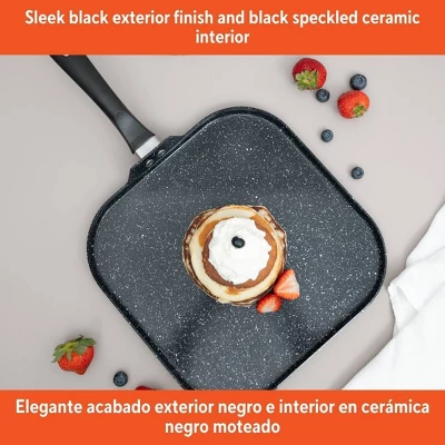IMUSA 11" Ceramic Bistro Square Griddle Black: Pancake & Tortilla Stovetop Griddle, Aluminum, Hand Wash 4 IMUSA 11" Ceramic Bistro Square Griddle Black: Pancake & Tortilla Stovetop Griddle, Aluminum, Hand Wash - Image 2