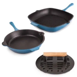 BergHOFF Neo 3Pc Cast Iron Cookware Set, Fry Pan 10", Square Grill Pan 11" & Slotted Steak Press -Cookware Store GUEST 72969833 6d9d 4008 9793 75d987ec9634