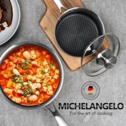 MICHELANGELO Stainless Steel Saucepan Set, Premium Triple Ply Sauce Pan With Lid, Sauce Pot With Honeycomb Interior 16 MICHELANGELO Stainless Steel Saucepan Set, Premium Triple Ply Sauce Pan With Lid, Sauce Pot With Honeycomb Interior -Cookware Store GUEST 74a11ab6 c2f1 404a 88f3 d67c567ef4cb