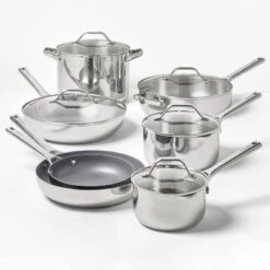 8" Nonstick Stainless Steel Fry Pan Silver - Figmint™: Ceramic Nonstick, Induction Safe, Oven-Safe To 500°F -Cookware Store GUEST 74c23a5d a210 4a54 bb45 17aa5157d1aa