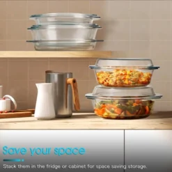 Itopfox Round Glass Casserole Dish With Lid, 4QT Large Microwave Safe Bowl For Cooking, Baking, And Serving, Dishwasher Safe -Cookware Store GUEST 75c8d020 7689 410c b59a b98c13345053