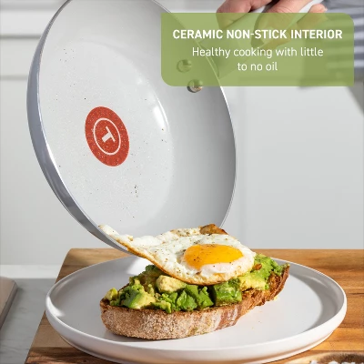 T-fal 12pc Ceramic Nonstick Cookware Set, Refresh Ceramic, Moon Grey 4 T-fal 12pc Ceramic Nonstick Cookware Set, Refresh Ceramic, Moon Grey - Image 2