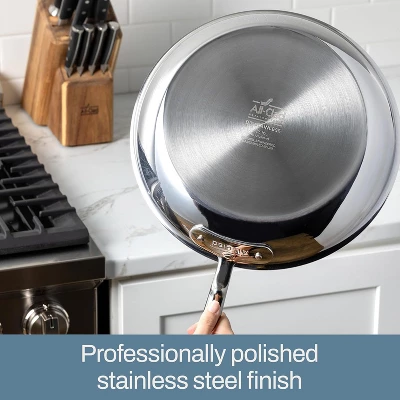 All-Clad D3 3-Ply Stainless Steel Fry Pan Set 2 Piece, 8, 10, Inch Induction Oven Broiler Safe 600F Pots And Pans, Cookware Silver 4 All-Clad D3 3-Ply Stainless Steel Fry Pan Set 2 Piece, 8, 10, Inch Induction Oven Broiler Safe 600F Pots And Pans, Cookware Silver - Image 2