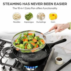 Granitestone Zuka Everyday Pan 12" Nonstick Multi-Functional Saute Pan With Lid, Nylon Spoon And Steamer Basket -Cookware Store GUEST 76ad2610 8831 4693 9953 05f3896dd857