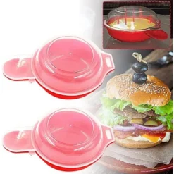 Itopfox Microwave Egg Muffin Breakfast Sandwich Maker - Cooks Perfect Round Eggs In 1 Minute, Non-Stick, Easy To Clean, Includes 2 Egg Cookers
