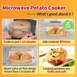 Itopfox Microwave Baked Potato Cooker Cooks In Minutes Tender & Fluffy, Baking Potato Cooker For Microwave Oven, Twice Baked Potatoes Steamer