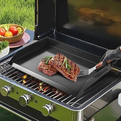 VEVOR Carbon Steel Griddle, 22x16 Inch Universal Flat Top Rectangular Plate, Gas Grill Griddle For BBQ Grill, Teppanyaki, Black 3 VEVOR Carbon Steel Griddle, 22x16 Inch Universal Flat Top Rectangular Plate, Gas Grill Griddle For BBQ Grill, Teppanyaki, Black