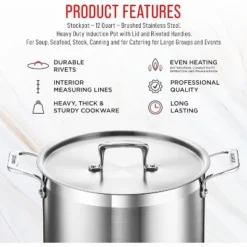 Bakken- Swiss Stockpot Brushed Stainless Steel Induction Pot With Lid And Riveted Handles -Cookware Store GUEST 7af35725 65fe 40b5 9314 20e9d27b4d34