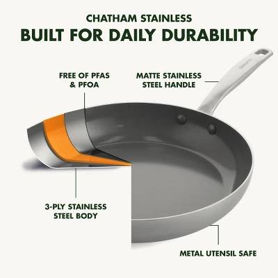 GreenPan Chatham 8" Tri-Ply Stainless Steel Healthy Ceramic Nonstick Fry Pan 5 GreenPan Chatham 8" Tri-Ply Stainless Steel Healthy Ceramic Nonstick Fry Pan - Image 3
