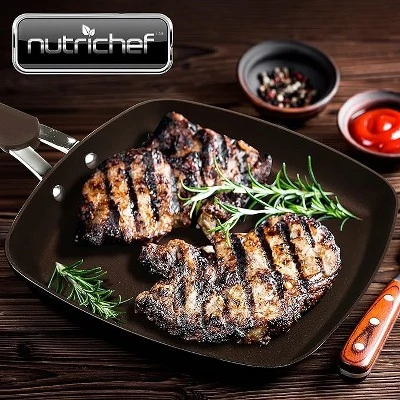 NutriChef 9.45'' Grill Pan - Non-Stick High-Qualified Kitchen Cookware 8 NutriChef 9.45'' Grill Pan - Non-Stick High-Qualified Kitchen Cookware - Image 6