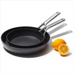 OXO 2pc Ceramic Pro Non-Stick Frypan Set Gray: Aluminum Cookware, Dishwasher-Safe, Induction & Gas Compatible -Cookware Store GUEST 7c6c22d9 fd8d 463f bfba dd25513e5cea