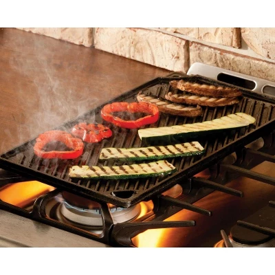 "Attop Double-Sided Cast Iron Grill - 9.5×16.75 Inch Pre-Seasoned Non-Stick Surface, Suitable For Multiple Scenarios " 4 "Attop Double-Sided Cast Iron Grill - 9.5×16.75 Inch Pre-Seasoned Non-Stick Surface, Suitable For Multiple Scenarios " - Image 2