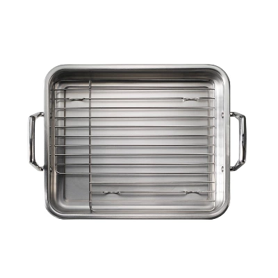 Tramontina Gourmet Prima 13.5" Roasting Pan With Basting Grill: Stainless Steel Turkey Roaster With Rack, Oven & Dishwasher Safe 4 Tramontina Gourmet Prima 13.5" Roasting Pan With Basting Grill: Stainless Steel Turkey Roaster With Rack, Oven & Dishwasher Safe - Image 2