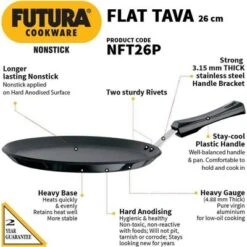 Hawkins Futura 10" Nonstick Tava Griddle: Anodized Aluminum, Gas Compatible, Hand Wash, 1-Year Warranty