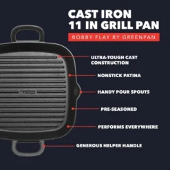 Bobby Flay 11" Cast Iron Square Grill With Dual Handles And Spouts 16 Bobby Flay 11" Cast Iron Square Grill With Dual Handles And Spouts -Cookware Store GUEST 7fea871d 4606 4594 982f ecae7ac337a7