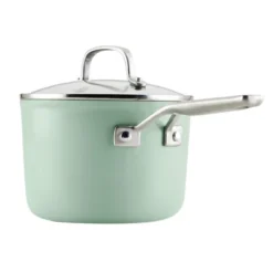 KitchenAid Hard Anodized 3qt Nonstick Ceramic Cookware Sauce Pan With Lid - Pistachio: Stainless Handle, Tempered Glass Lid -Cookware Store GUEST 80bd6a51 e156 473f 836f 4e8766ede479