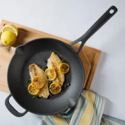 Martha Stewart 12" Pre Seasoned Cast Iron Skillet: Oven & Broiler-Safe, Smooth Surface Induction Compatible, Black -Cookware Store GUEST 825f2c61 1359 4cf9 a7a3 e137af5d8f3a