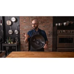 Gibson Home Babish 14" Carbon Steel Flat Bottom Wok: Induction Safe, 4.2 Qt Capacity, Black, 8 Lbs -Cookware Store GUEST 85304b00 a2f6 43d2 b13c 7ffe4ccfe8aa