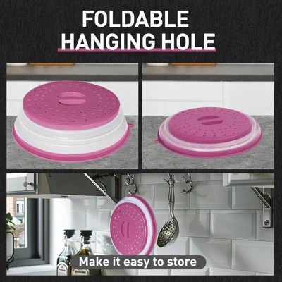 Itopfox Collapsible Microwave Splatter Cover With Vent Holes, Foldable Lid For Dishes & Bowls, Multi-Use Kitchen Splatter Guard & Colander (Purple) 4 Itopfox Collapsible Microwave Splatter Cover With Vent Holes, Foldable Lid For Dishes & Bowls, Multi-Use Kitchen Splatter Guard & Colander (Purple) - Image 2
