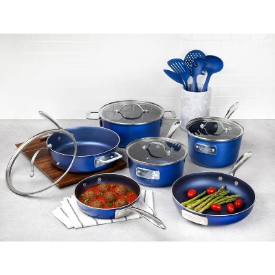 Granitestone Blue 15 Piece Stackmaster Nonstick Cookware Set With Glass Lids 3 Granitestone Blue 15 Piece Stackmaster Nonstick Cookware Set With Glass Lids