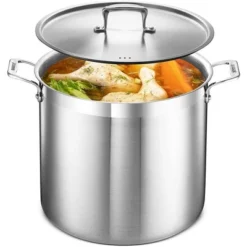 Bakken- Swiss Stockpot Brushed Stainless Steel Induction Pot With Lid And Riveted Handles -Cookware Store GUEST 862a28b9 d8b5 40b4 bcce 57d82098b7ed