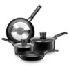 SereneLife 6 Piece Kitchenware Pots & Pans Set – Basic Kitchen Cookware, Black Non-Stick Coating Inside, Heat Resistant Lacquer (Black) -Cookware Store GUEST 86907add c413 4614 89df e6a676ad2f23