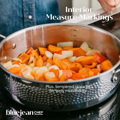 Blue Jean Chef 3-Piece Stainless Steel Cookware Set, Hammered Finish 7 Blue Jean Chef 3-Piece Stainless Steel Cookware Set, Hammered Finish - Image 5