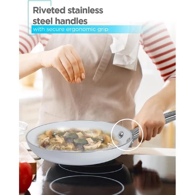 Black & Decker BLACK+DECKER 9-Piece Ceramic White Aluminum Cookware Set, Pots And Pans Set With Ceramic Non-Stick Coating 5 Black & Decker BLACK+DECKER 9-Piece Ceramic White Aluminum Cookware Set, Pots And Pans Set With Ceramic Non-Stick Coating - Image 3