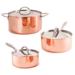 BergHOFF Copper Tri-Ply 6Pc Cookware Set, Matching Lids, Polished -Cookware Store GUEST 88e2a36b be78 4ea8 aa99 7df6a9c3895e