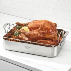 Cuisinart MultiClad Pro 16" Tri-Ply Stainless Steel Roasting Pan & Stainless Rack - MCP117-16BR: Dishwasher-Safe Roaster -Cookware Store GUEST 892e09da a6e4 44ac 9c26 d55dd3912eae
