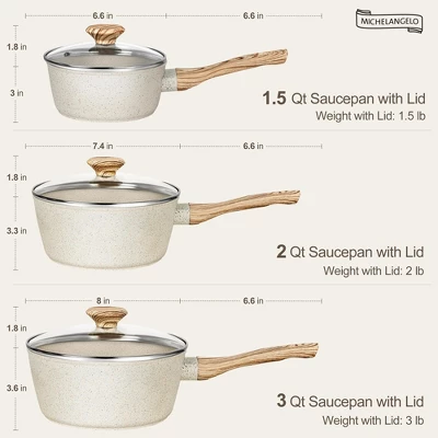 MICHELANGELO Sauce Pan With Lid, Nonstick Saucepans 1.5QT&2QT&3QT, Granite Sauce Pan 3 Piece, Stone Saucepan Set, Small Pot With Lid, Nonstick Sauce Pot Set 9 MICHELANGELO Sauce Pan With Lid, Nonstick Saucepans 1.5QT&2QT&3QT, Granite Sauce Pan 3 Piece, Stone Saucepan Set, Small Pot With Lid, Nonstick Sauce Pot Set - Image 7