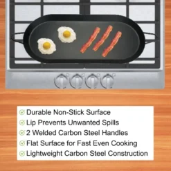 Brentwood Carbon Steel Nonstick Comal Griddle For Double Burner, 18 In. X 8.5 In. In Black -Cookware Store GUEST 893df45b 2d5a 40dd b715 e73f6e702017