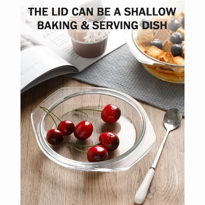 Itopfox Clear Round Glass Casserole With Lid, Microwave & Oven Safe Bakeware, Freezer & Dishwasher Friendly, Easy Grab Baking Dish 4 Itopfox Clear Round Glass Casserole With Lid, Microwave & Oven Safe Bakeware, Freezer & Dishwasher Friendly, Easy Grab Baking Dish - Image 2