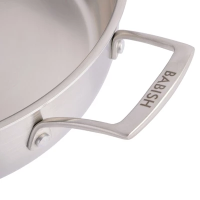 Babish Tri-Ply Stainless Steel Professional Grade Saute Pan W/Lid, 5-Quart 6 Babish Tri-Ply Stainless Steel Professional Grade Saute Pan W/Lid, 5-Quart - Image 4