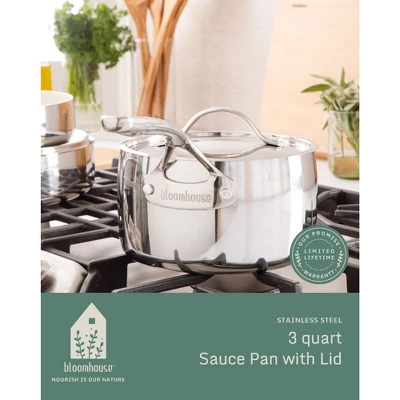 Bloomhouse 3-QT Triply Stainless Steel Sauce Pan W/ Non-Stick Non-Toxic Pro Ceramic Interior 12 Bloomhouse 3-QT Triply Stainless Steel Sauce Pan W/ Non-Stick Non-Toxic Pro Ceramic Interior - Image 10